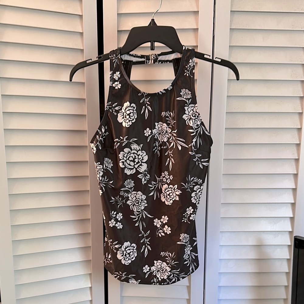 Floral Black and White Women's Tankini